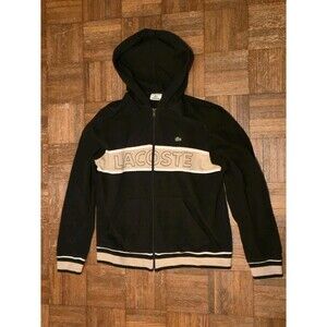 Lacoste Mens Vintage Full Zip Hoodie Jacket Colorblock Size 4 Lightweight